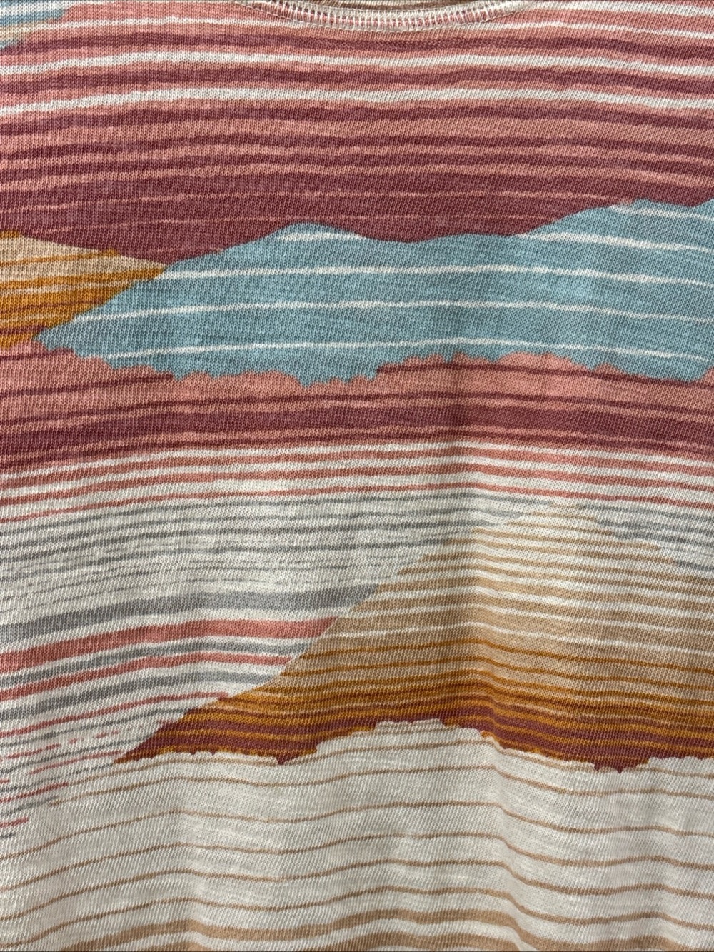 Faherty Women’s Sunwashed Slub Crewneck Size Large Stripe Landscape Organic NWOT - Picture 5 of 7